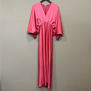 Geraldine Lala Silk Maxi‎ Dress V-Neck Kaftan Sleeve Size XS